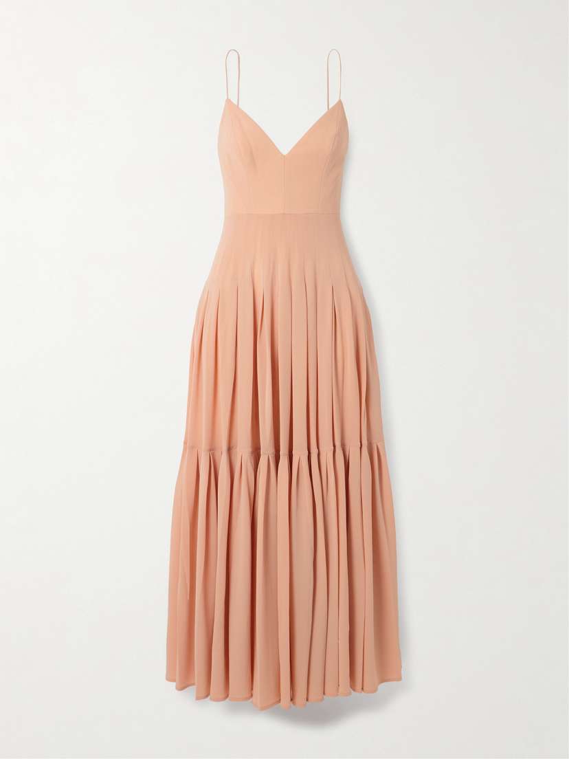 Alex Perry Bikini Tiered Pleated Recycled Stretch-crepe Midi Dress