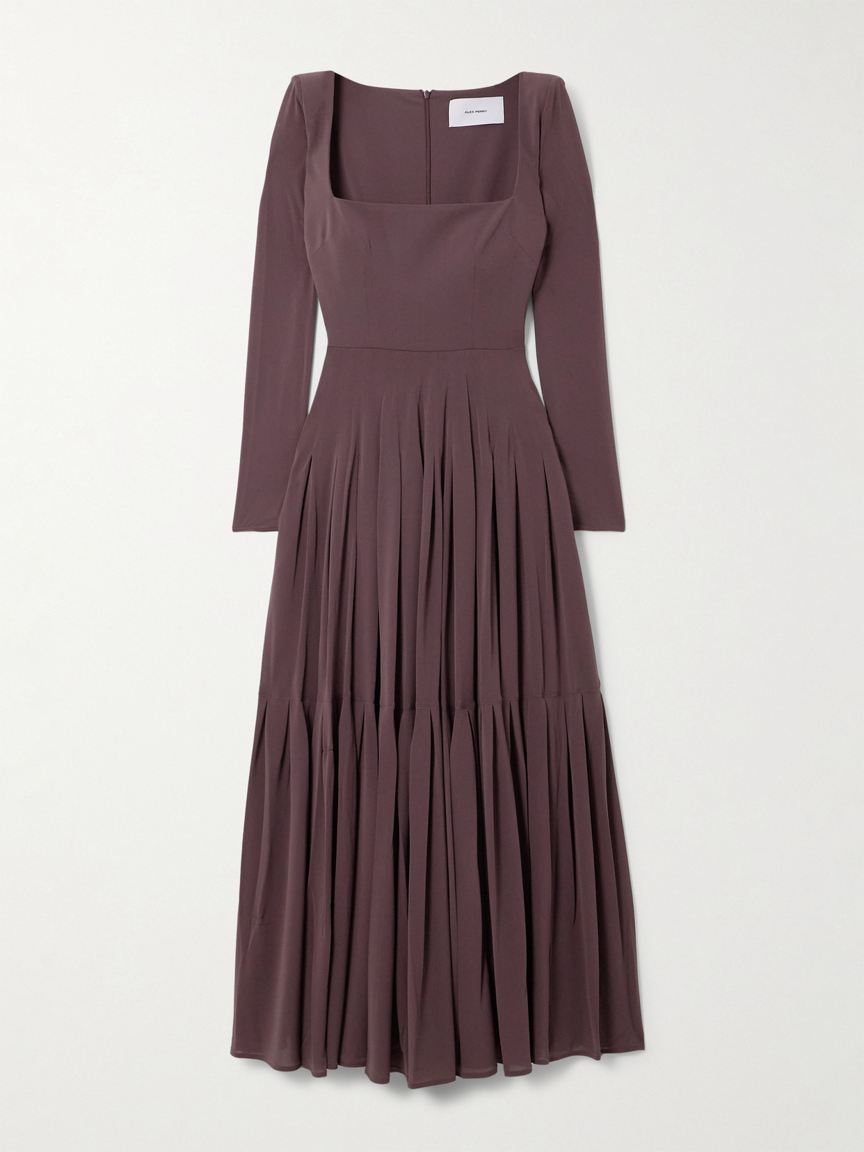 Alex Perry - Tiered Pleated Recycled Stretch-crepe Maxi Dress - Brown