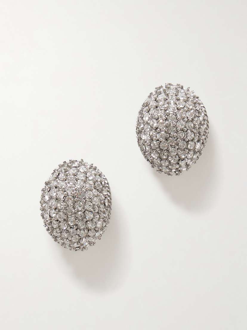 Jennifer Behr Tinsel Rhodium-plated Crystal Earrings