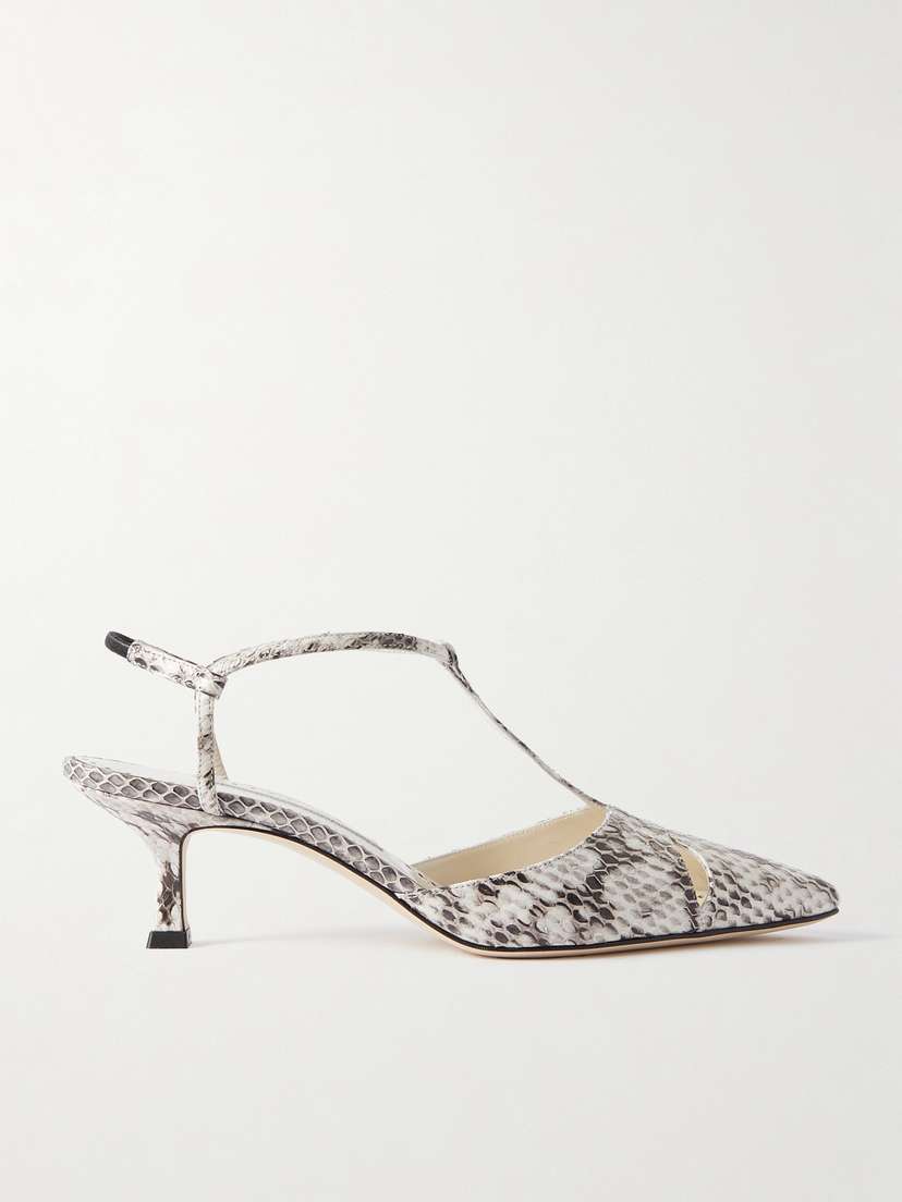 Manolo Blahnik Turgimod 50 Cutout Elaphe Slingback Pumps