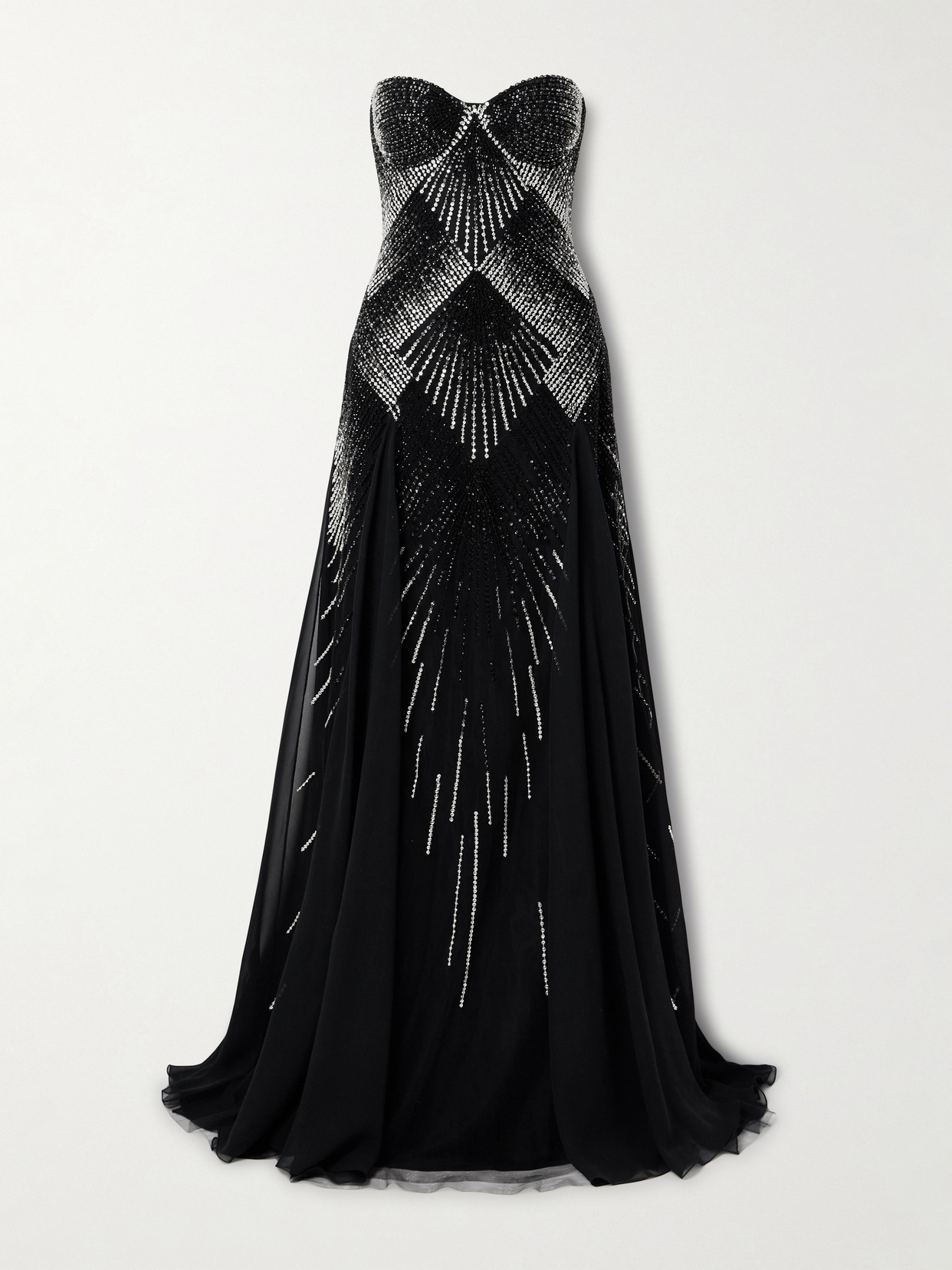 Georges Hobeika Strapless Embellished Tulle Gown In Black