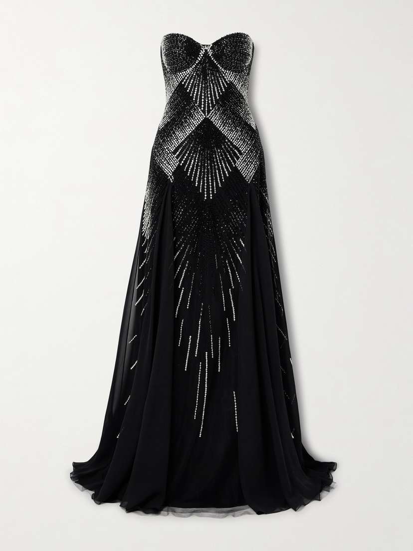 Georges Hobeika Strapless Embellished Tulle Gown