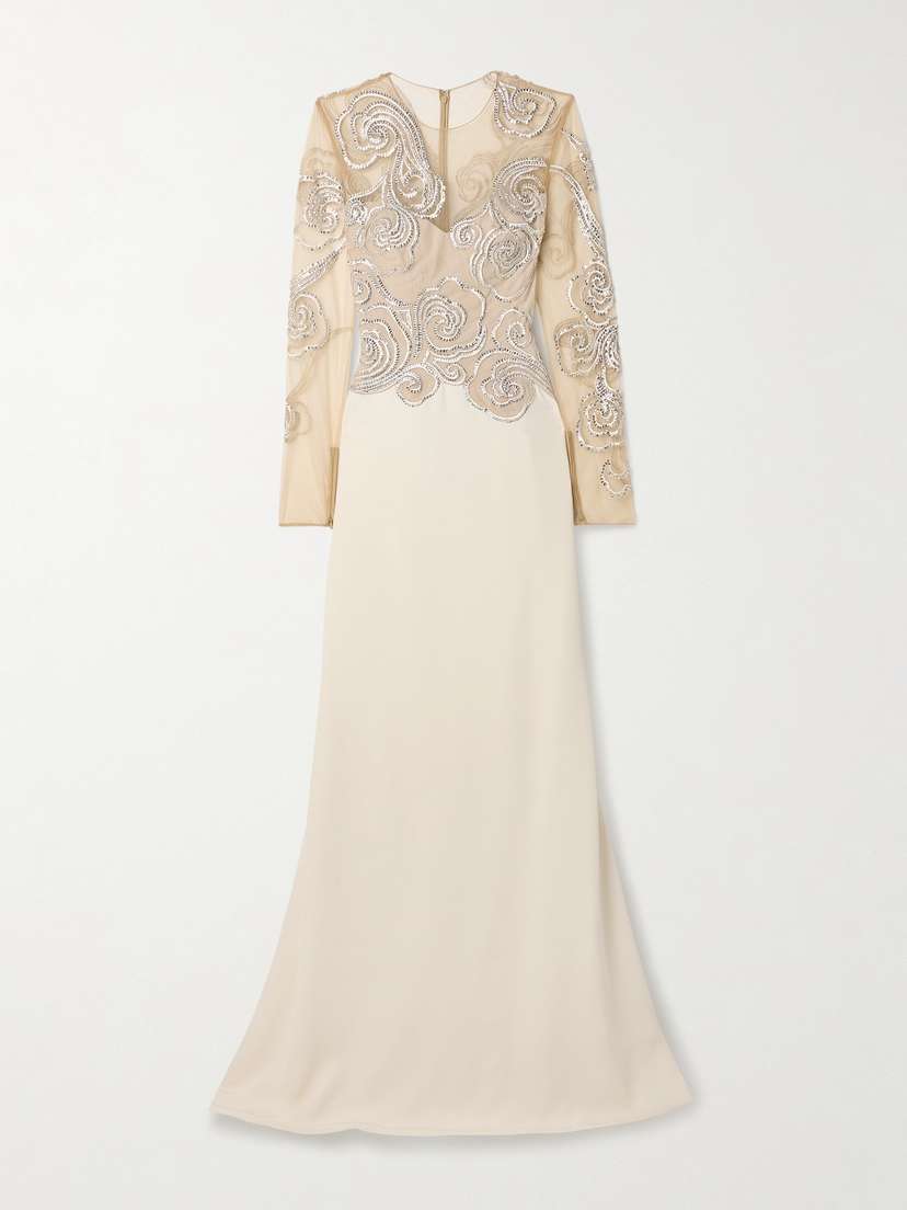 Georges Hobeika Crystal-embellished Tulle And Faille Gown