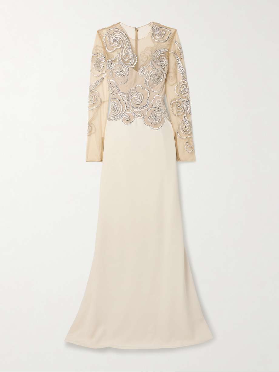 crystal-embellished tulle and faille gown