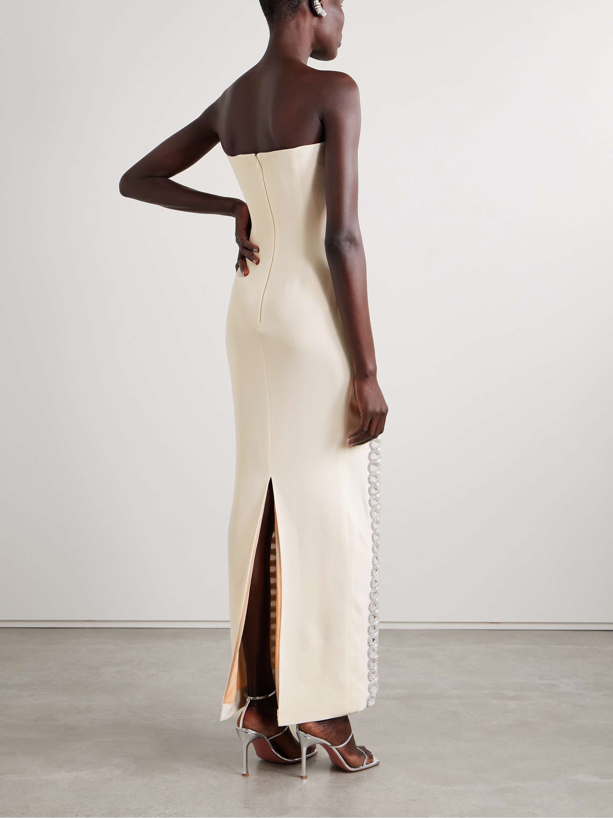 GEORGES HOBEIKA Strapless draped crystal-embellished faille