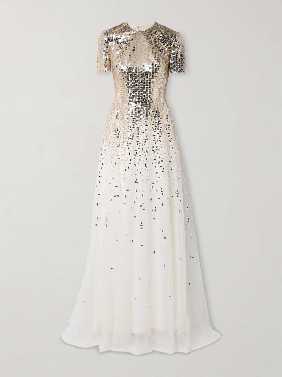 sequin-embellished tulle gown