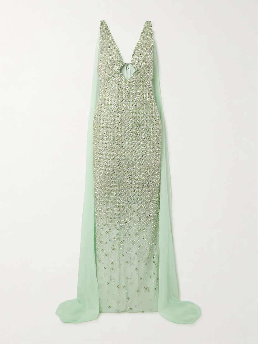 Georges Hobeika Crystal-embellished Georgette-trimmed Tulle Gown - FR 34