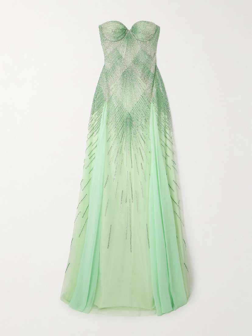 Georges Hobeika Strapless Embellished Tulle Gown
