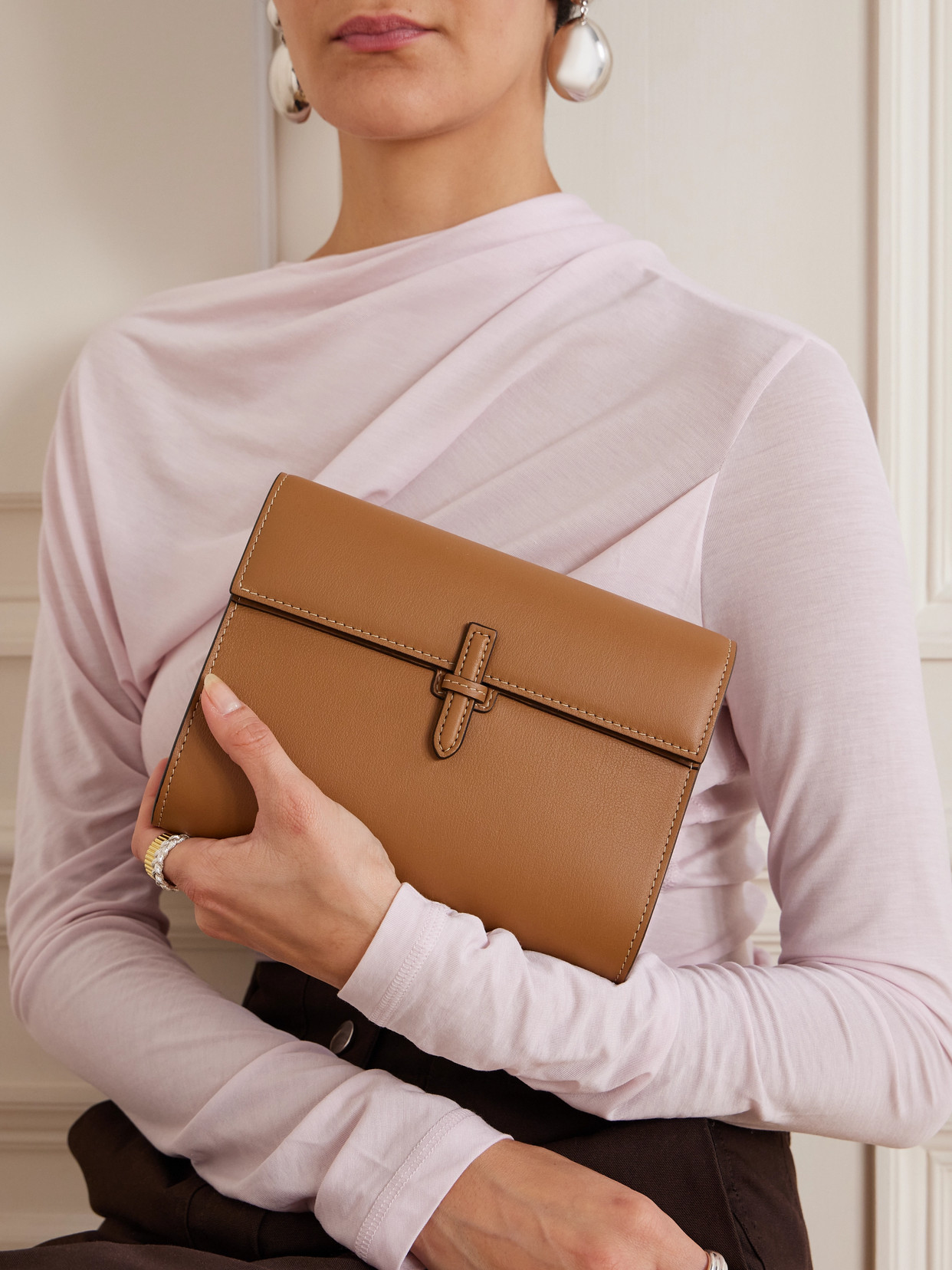 Hunting Season Leather Clutch In Brown