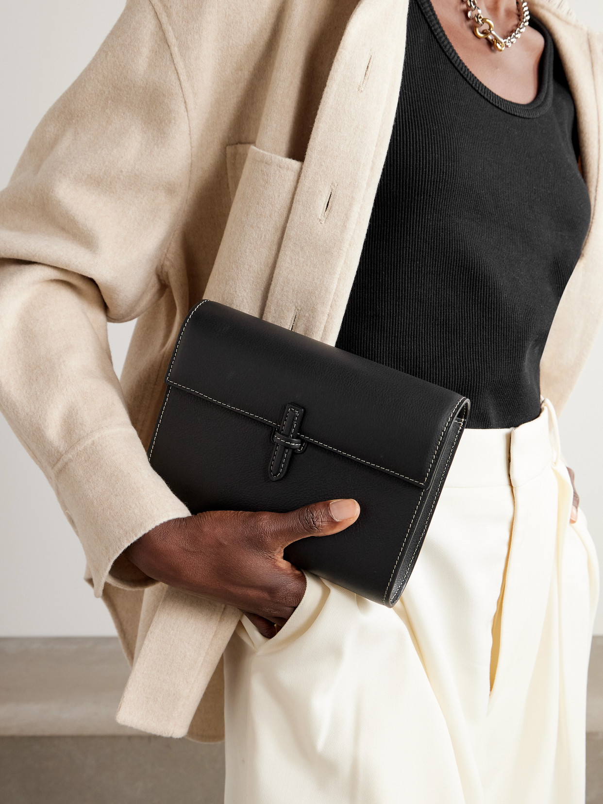Hunting Season Leather Clutch In Black