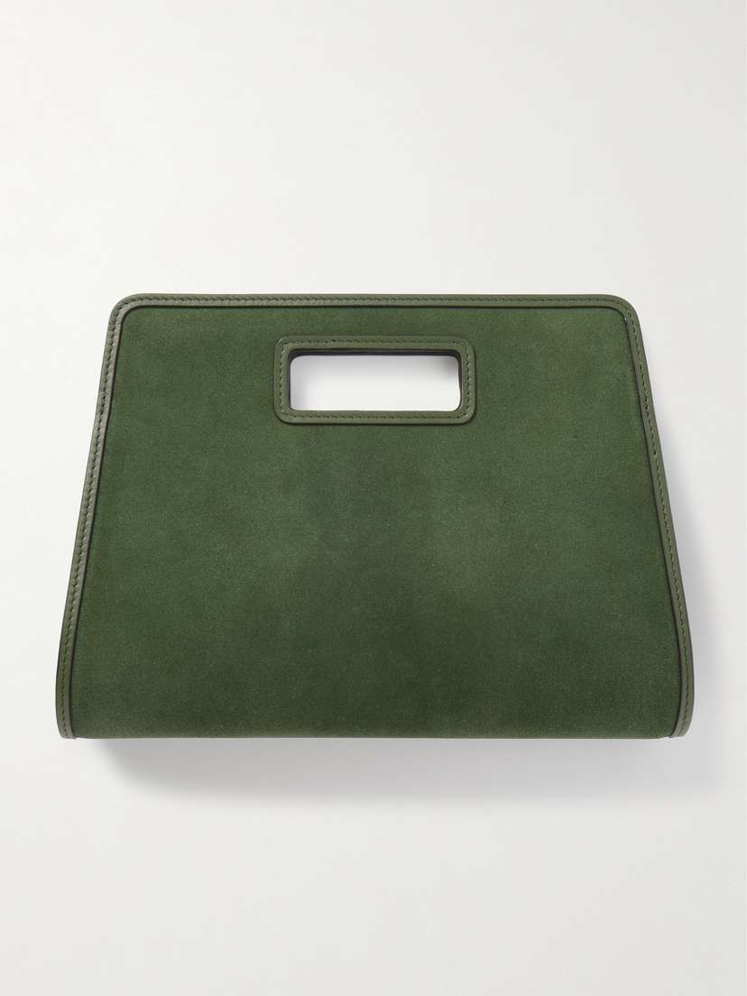 Hunting Season Retro Leather-trimmed Suede Clutch