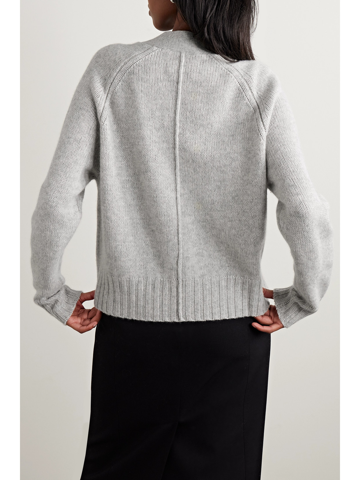 Shop Allude + Net Sustain Wool And Cashmere-blend Cardigan In Gray