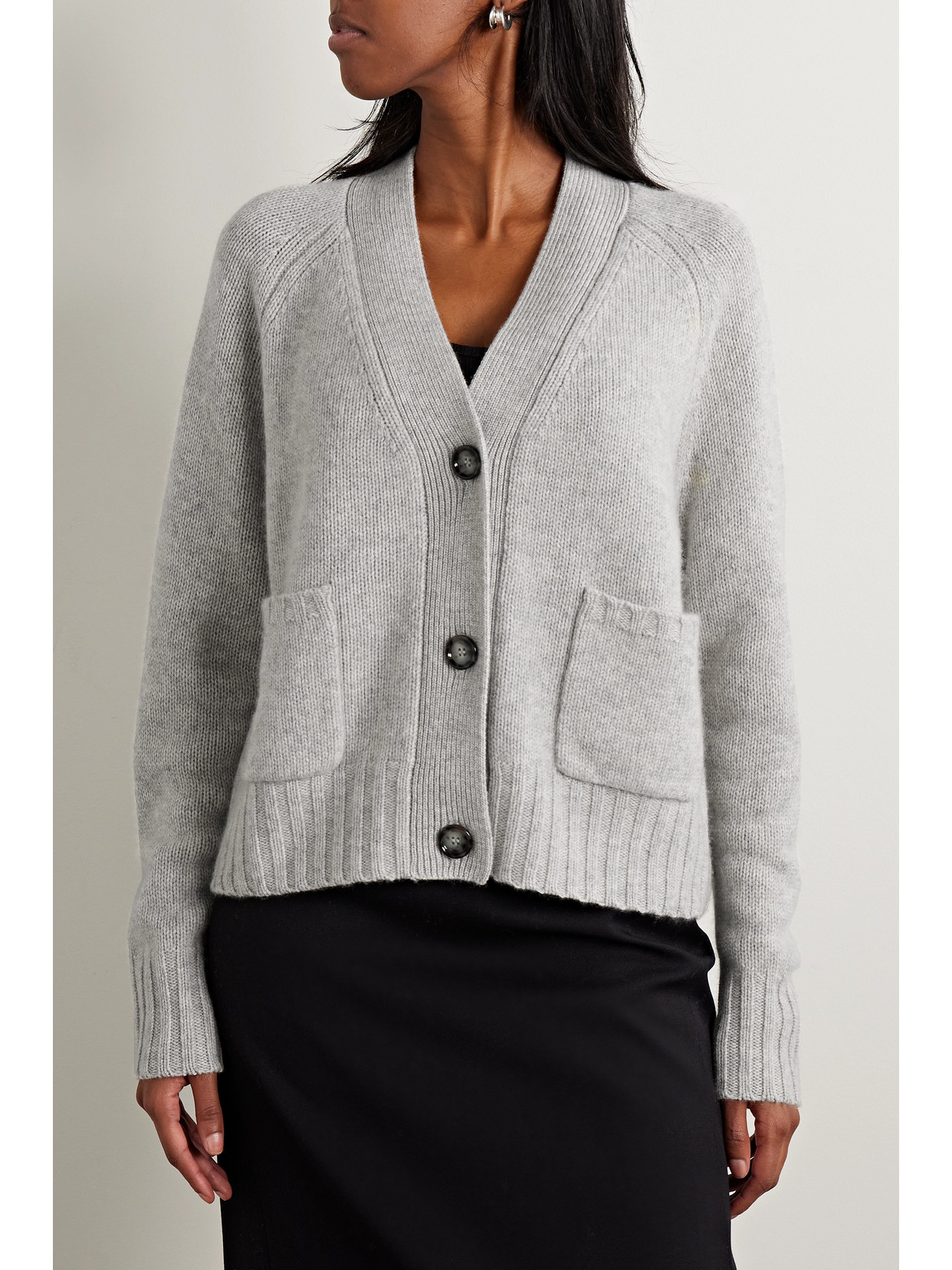 Shop Allude + Net Sustain Wool And Cashmere-blend Cardigan In Gray