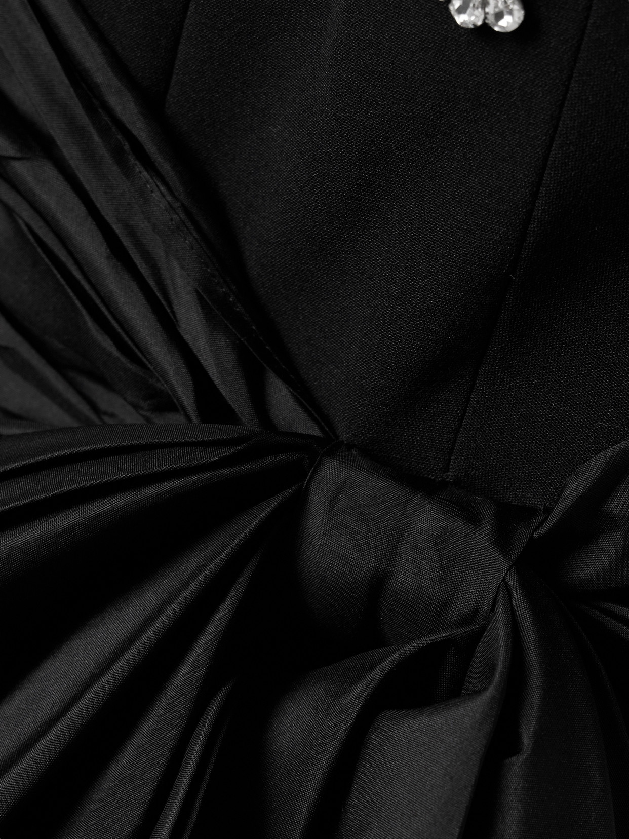 Huishan Zhang Kinsley Silk-taffeta Trimmed Crystal-embellished Crepe Midi Dress In Black