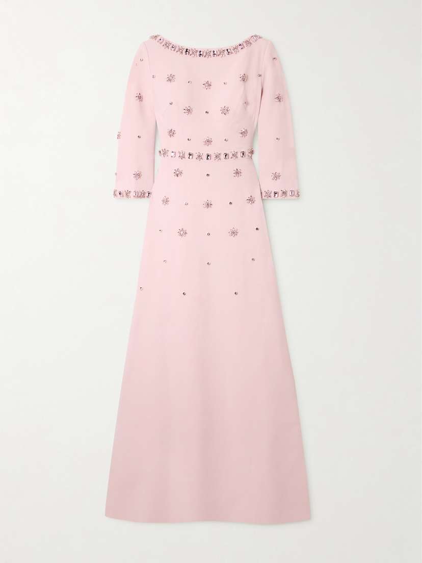 Huishan Zhang Enya Crystal-embellished Gathered Crepe Gown - UK 16