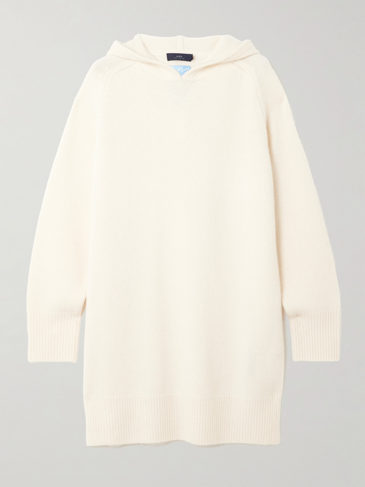 Arch4 - Hooded Cashmere Sweater Dress - Ivory