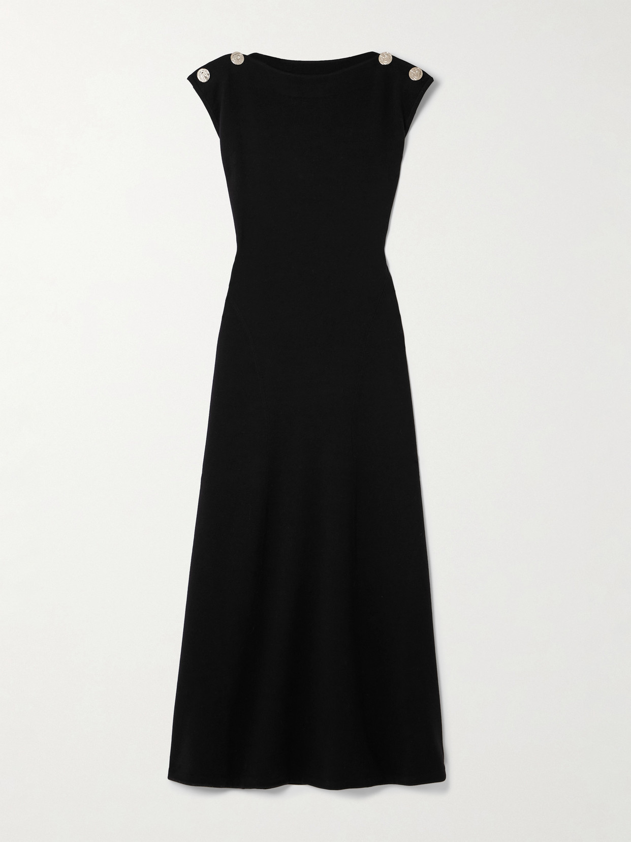Galvan - Fatima Button-detailed Wool-blend Maxi Dress - Black