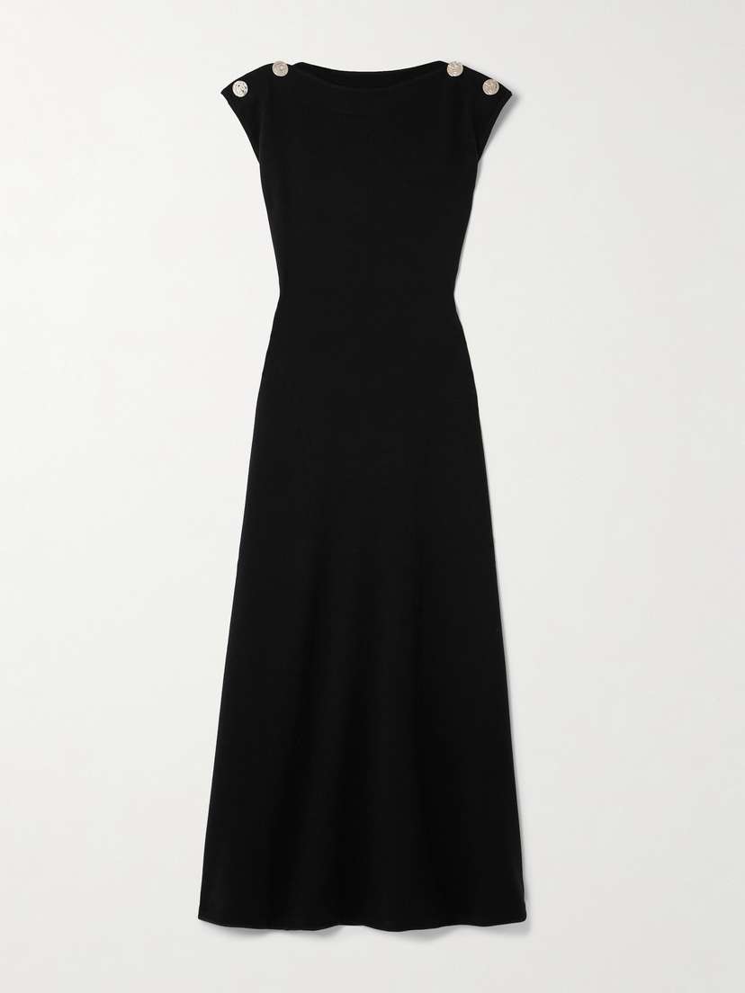 Galvan Fatima Button-detailed Wool-blend Maxi Dress