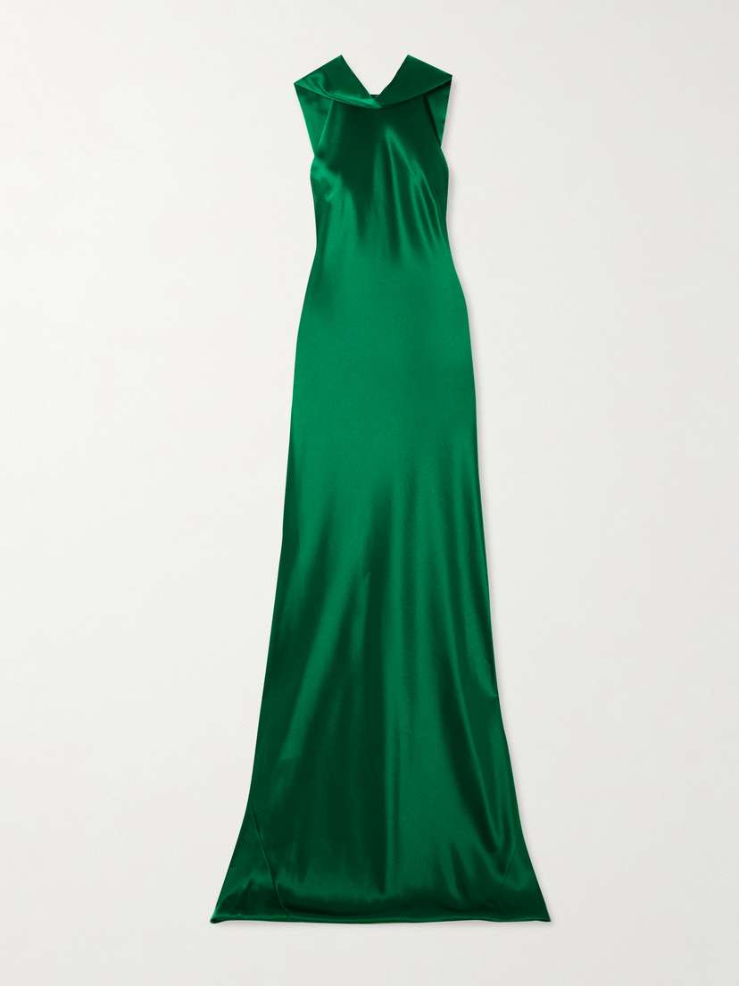Galvan Sienna Satin Halterneck Gown