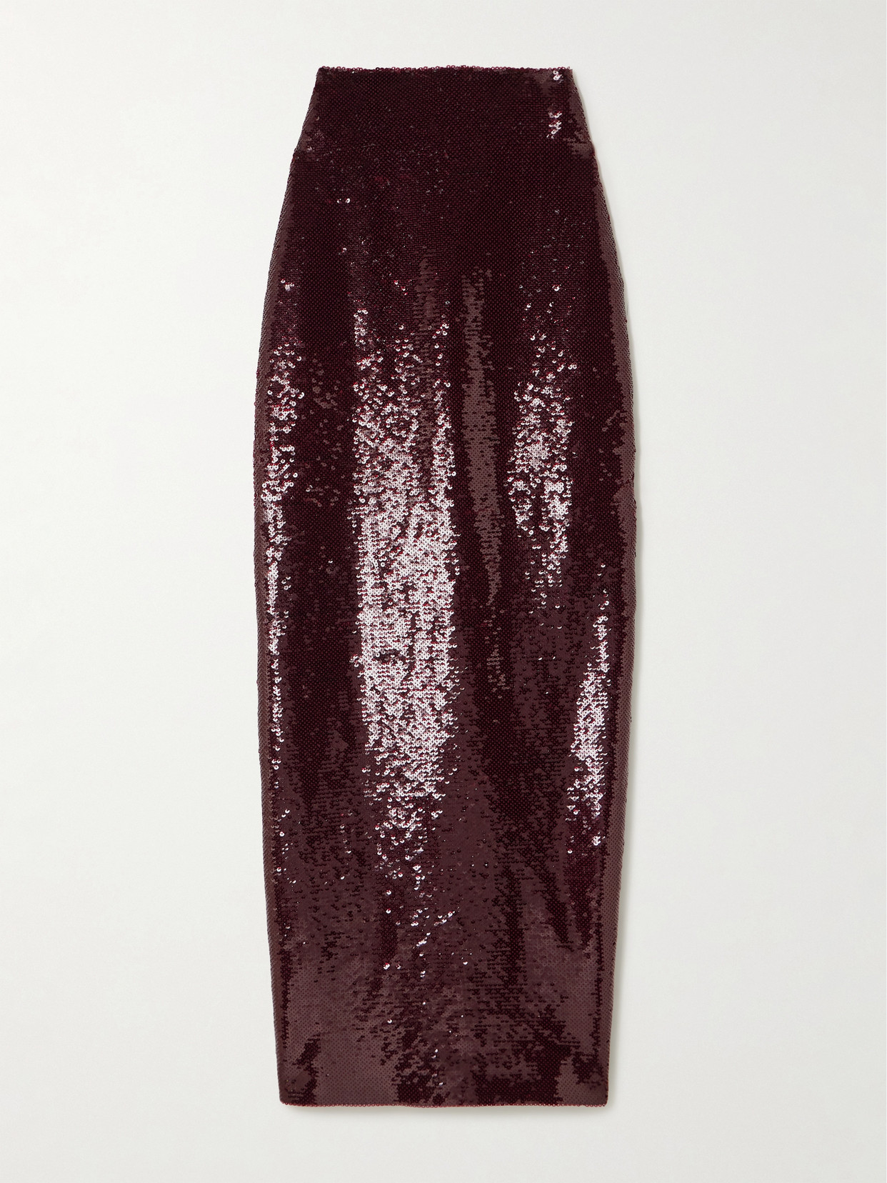 Galvan Diffusion Sequined Stretch-mesh Maxi Skirt In Burgundy