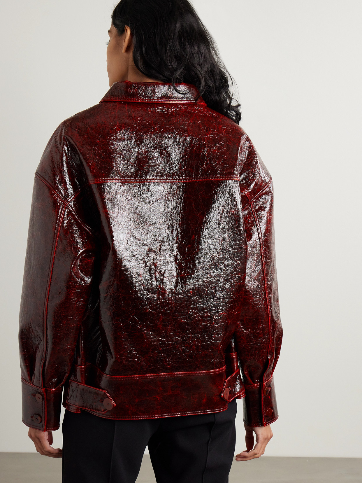 Galvan Oldboy Oversized Glossed-wool Jacket In Burgundy