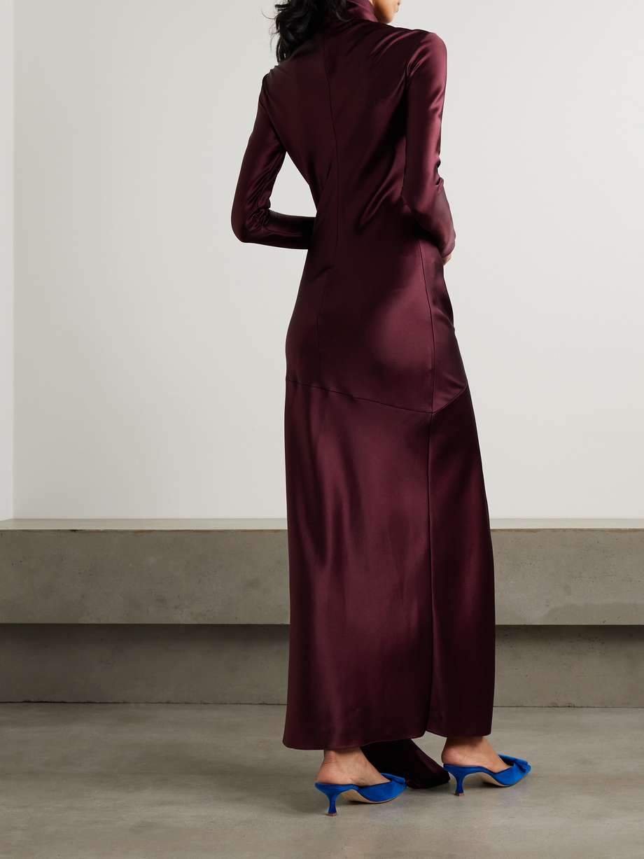 emilie tie-detailed satin gown