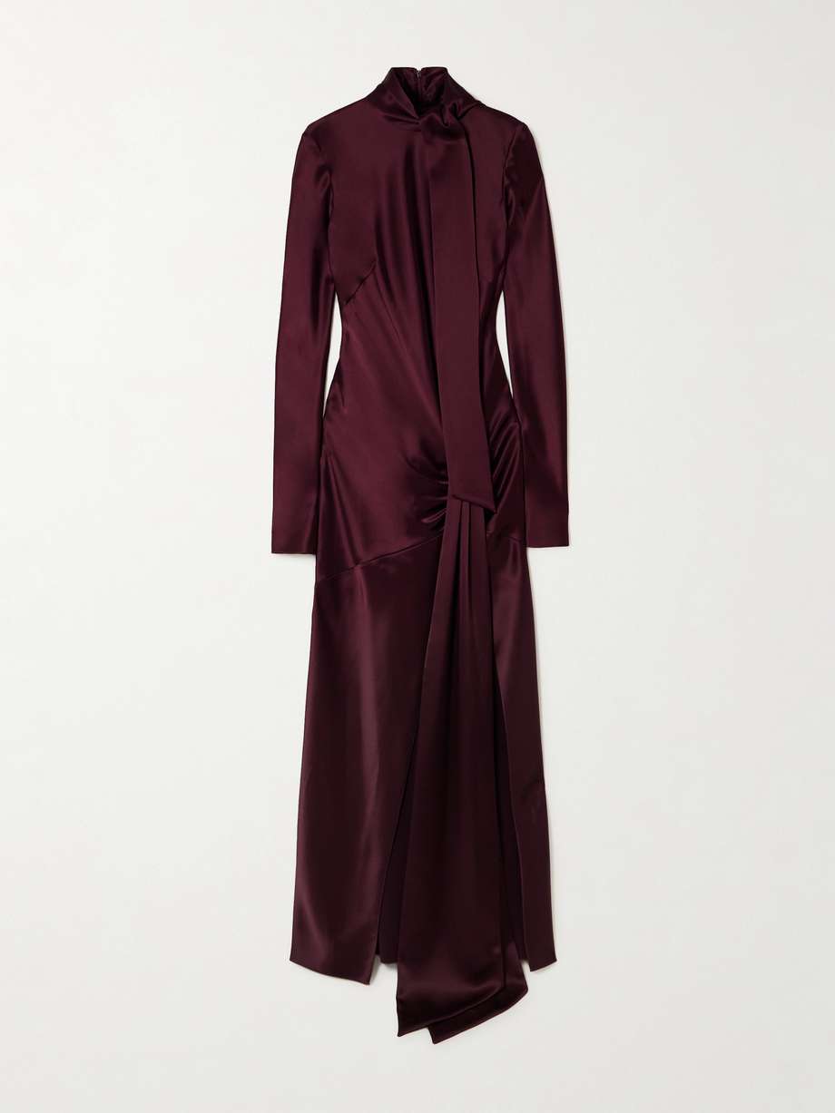 emilie tie-detailed satin gown