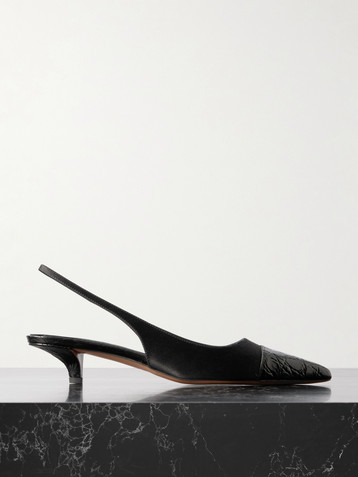 Paris Texas Miranda croc-effect leather-trimmed satin slingback pumps