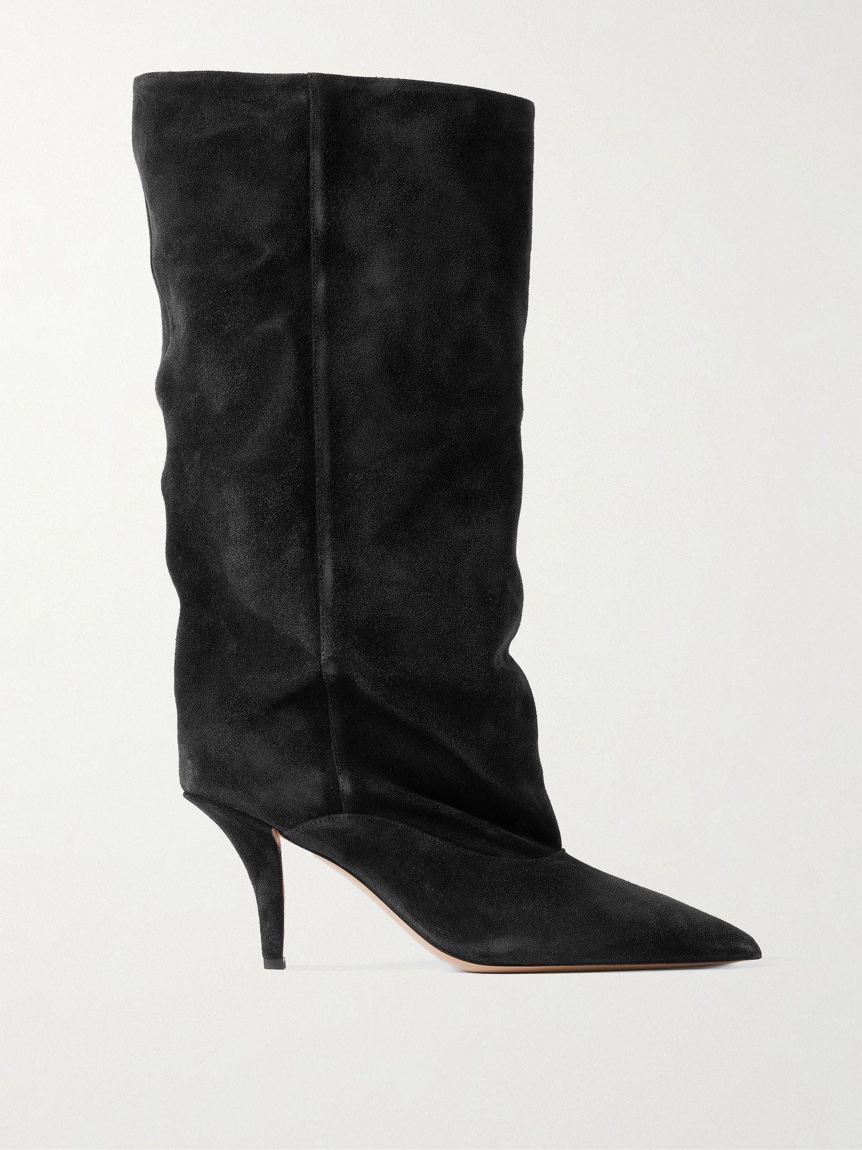 Paris Texas Ines Suede Comma-heel Knee Boots In Black