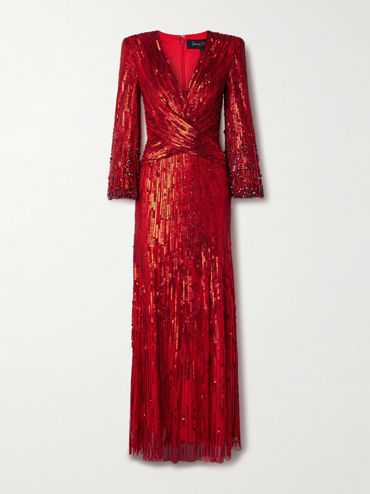 Jenny Packham Embellished Tulle Gown In Red