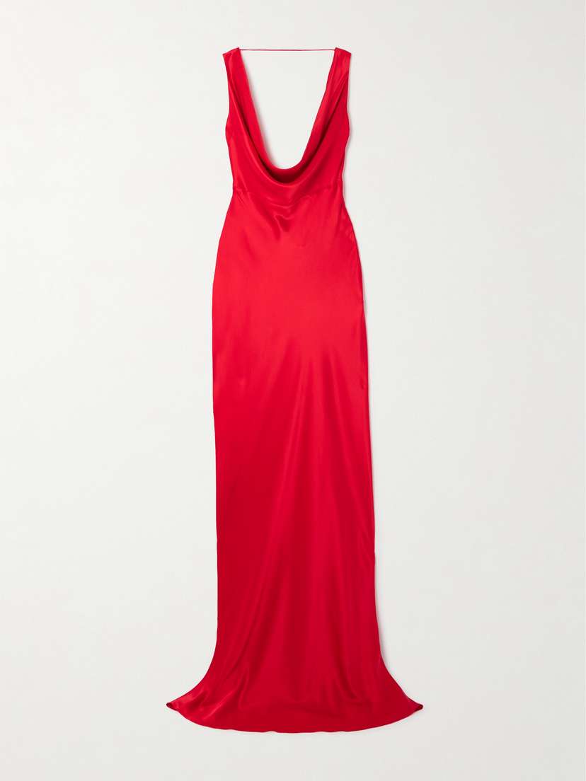 Michael Lo Sordo Open-back Draped Silk-satin Gown