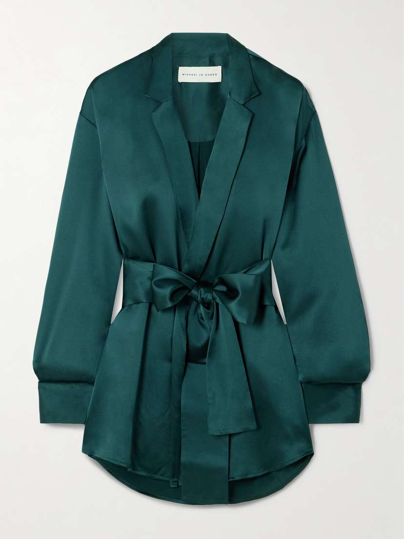 Michael Lo Sordo Belted Silk-satin Shirt