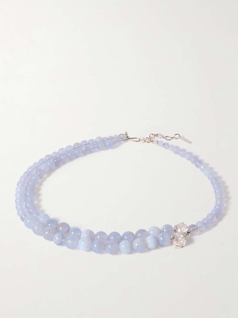 Completedworks Recycled Silver, Agate And Cubic Zirconia Necklace