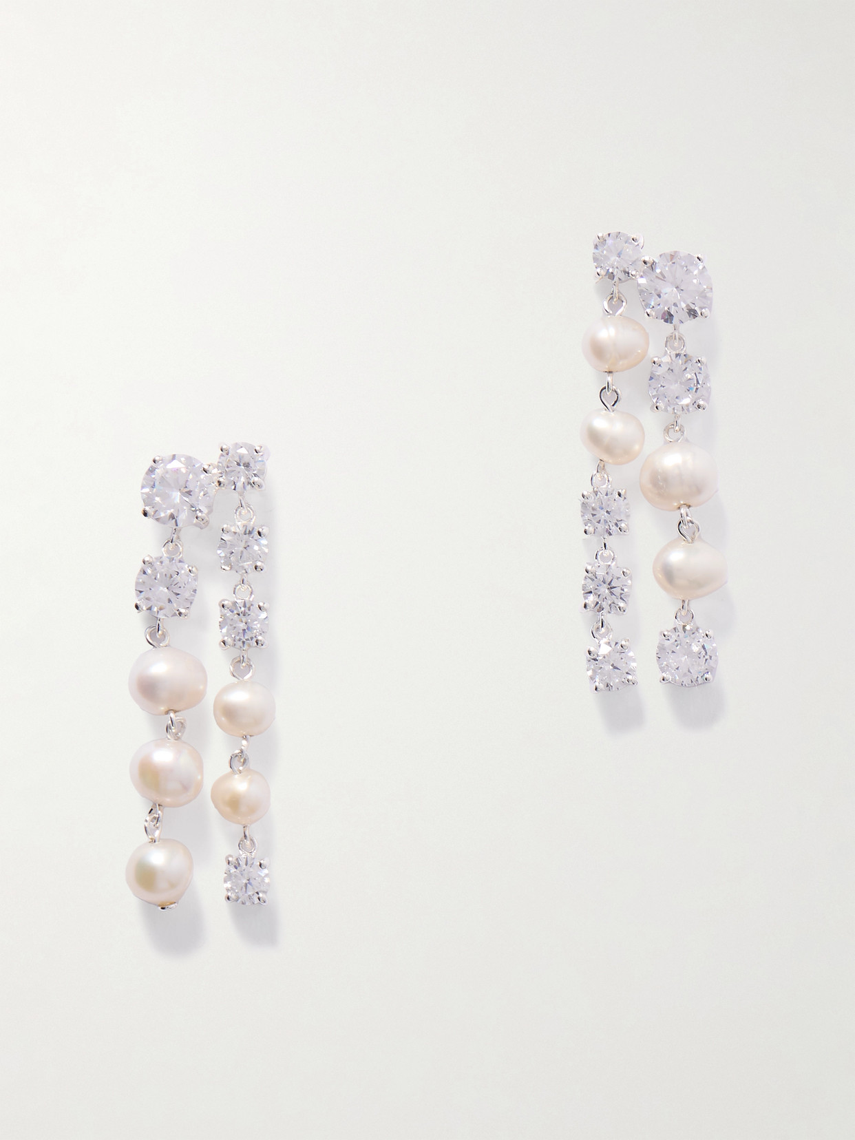 Completedworks - Recycled Silver, Pearl And Cubic Zirconia Earrings - One size