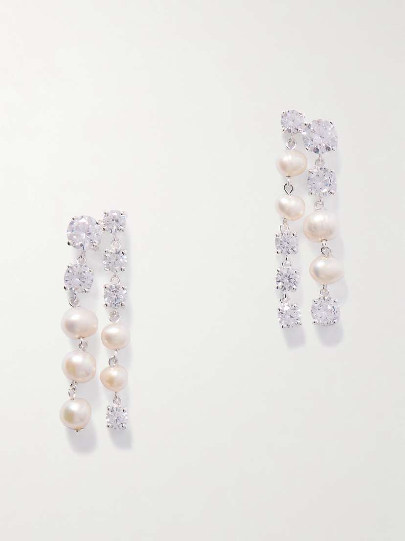 Completedworks Recycled Silver, Pearl And Cubic Zirconia Earrings