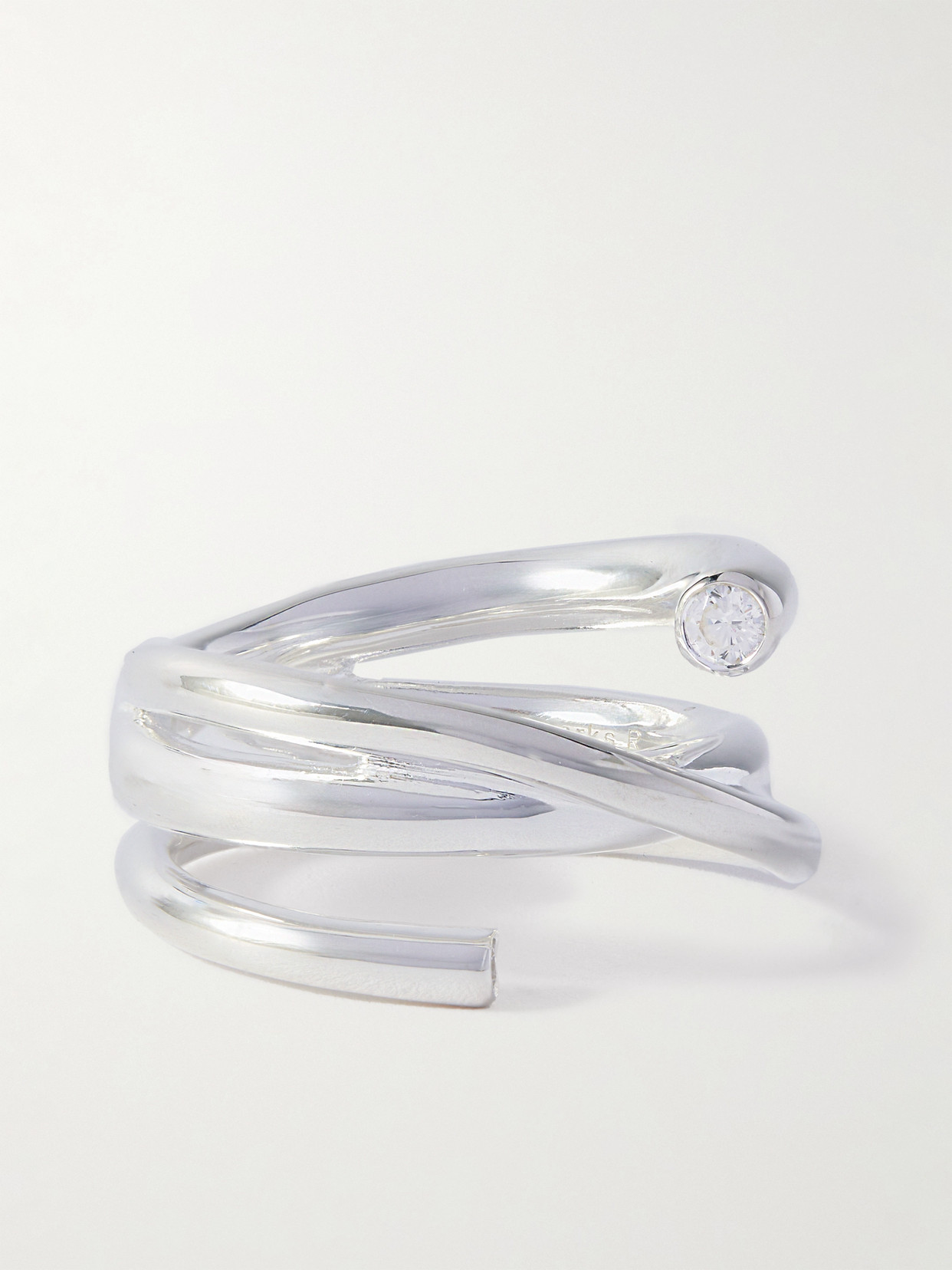 Completedworks - Silver-plated Recycled Silver Cubic Zirconia Ring - L