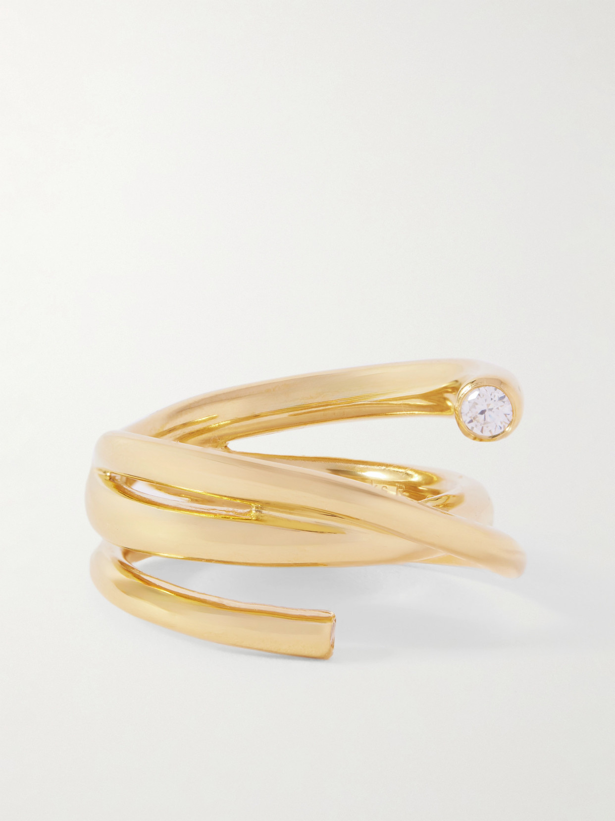 Completedworks - Gold-plated Recycled Silver Cubic Zirconia Ring - L