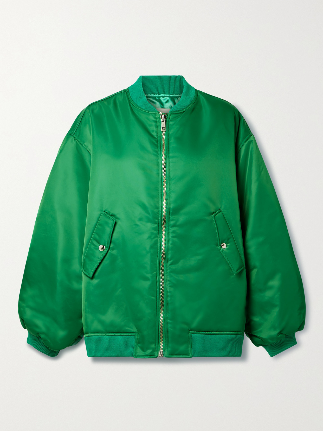 The Frankie Shop Astra Shell Bomber Jacket In Green