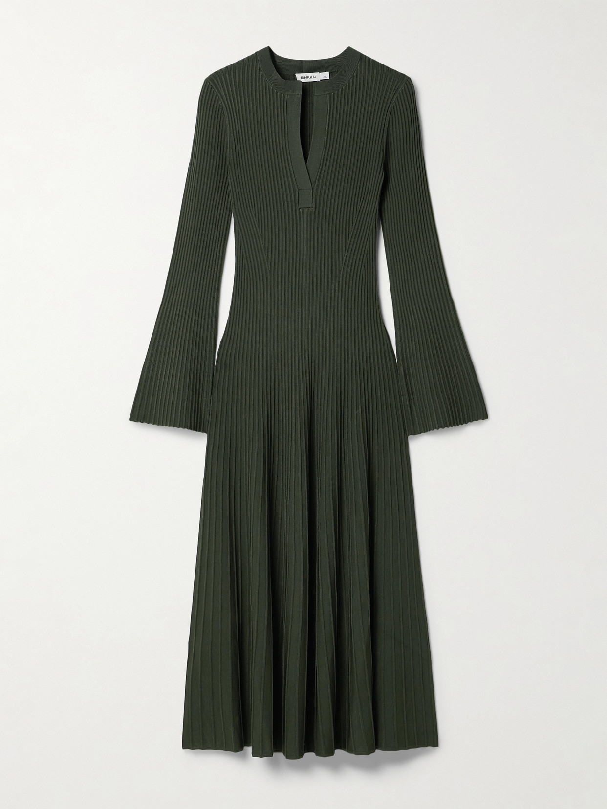 SIMKHAI - Genna Ribbed-knit Midi Dress - Green
