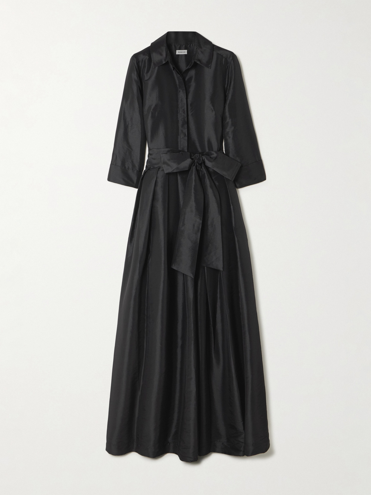 SIMKHAI - Julip Belted Pleated Taffeta Gown - Black