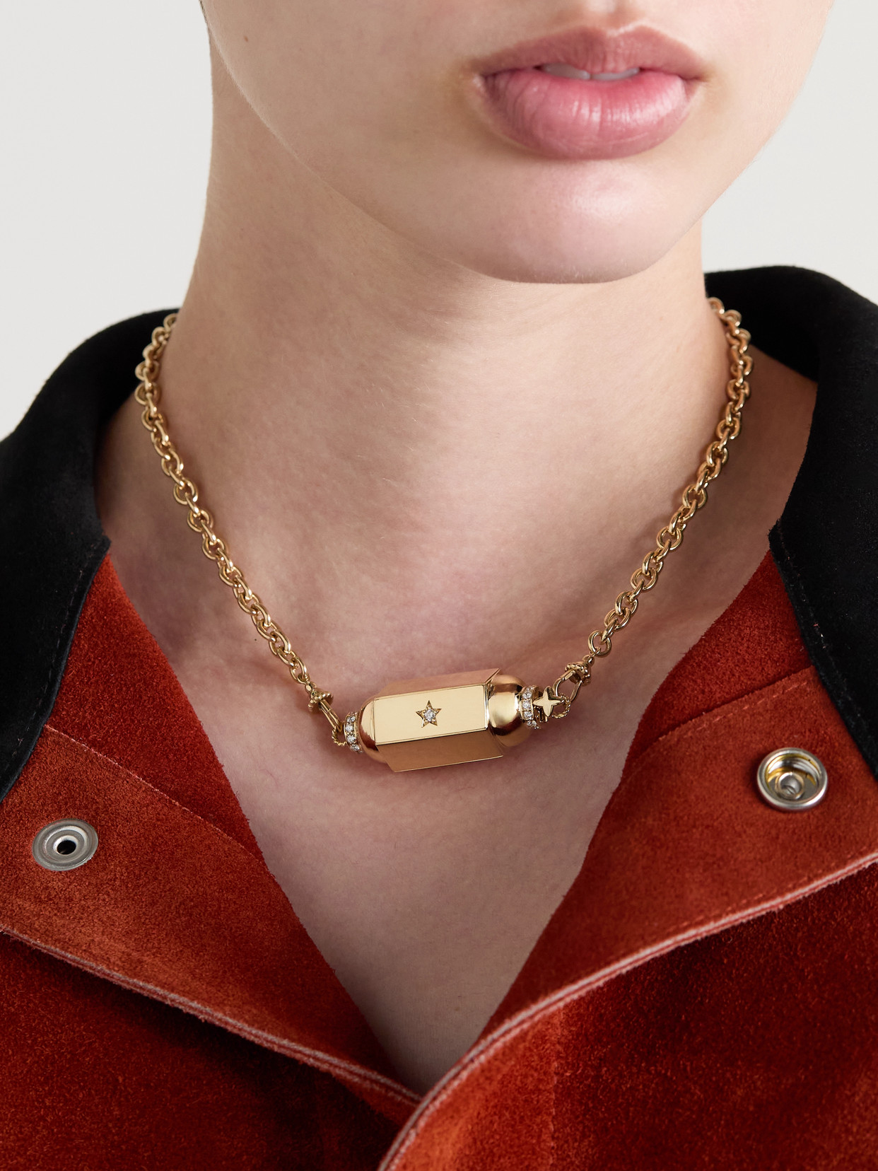 Shop Marie Lichtenberg Jumbo Locket 18-karat Gold Diamond Necklace