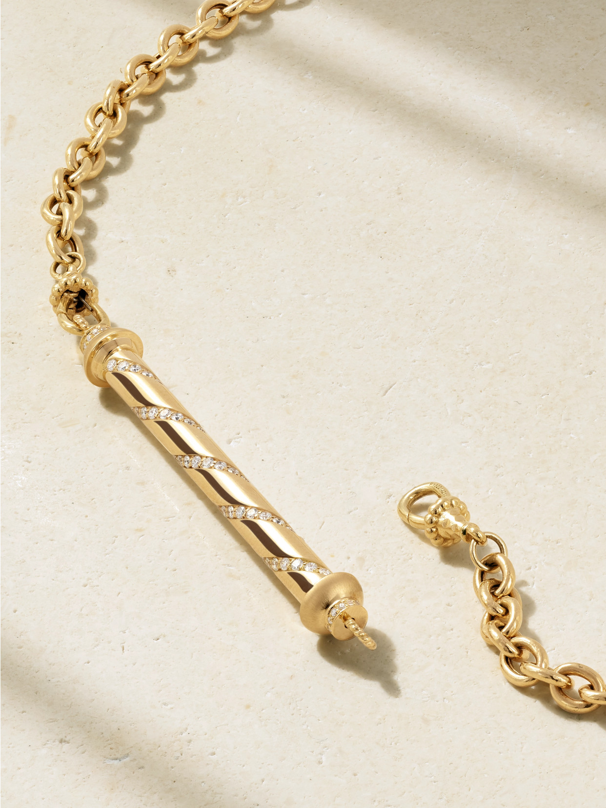 MARIE LICHTENBERG CANDY CANE 18-KARAT GOLD DIAMOND NECKLACE