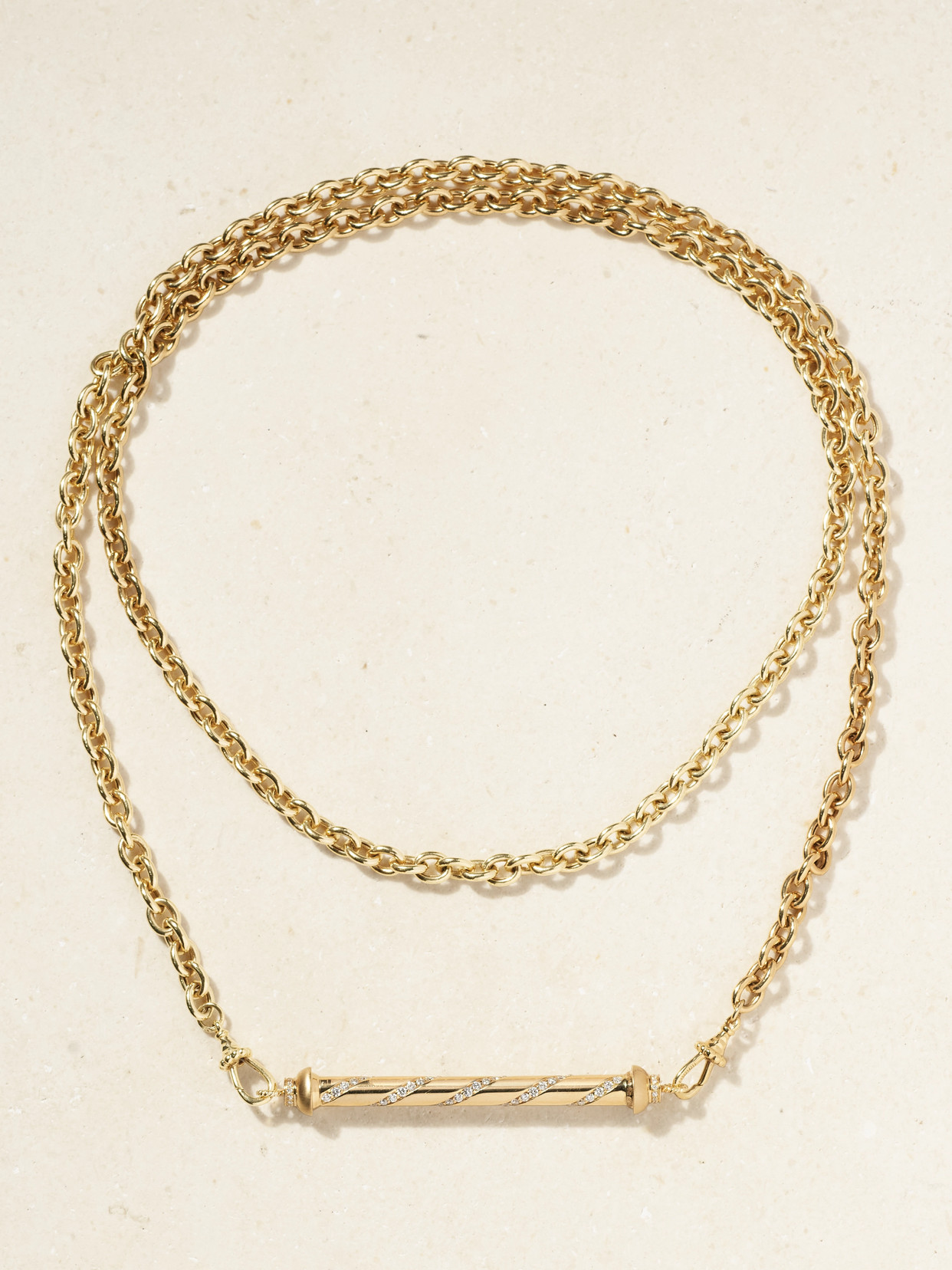 Marie Lichtenberg Candy Cane 18-karat Gold Diamond Necklace