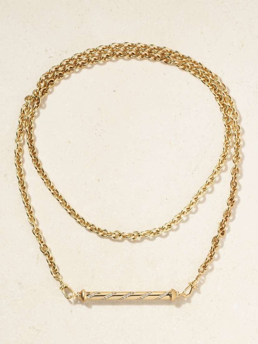 Marie Lichtenberg Candy Cane 18-karat Gold Diamond Necklace