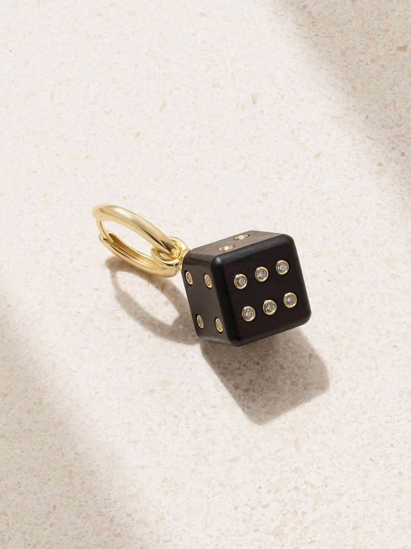 Marie Lichtenberg Dado Convertible 18-karat Gold, Wood And Diamond Single Hoop Earring