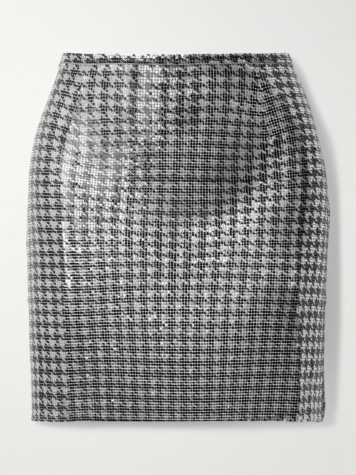 Rabanne - Houndstooth Chainmail Mini Skirt - Silver
