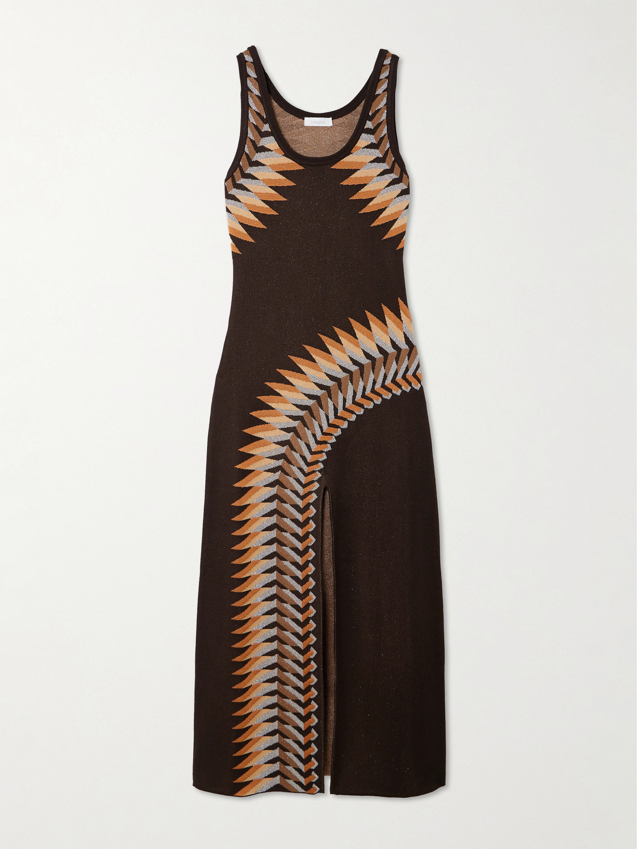 Rabanne - Metallic Jacquard-knit Maxi Dress - Brown