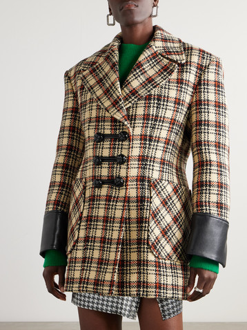 Rabanne Checked wool and cotton-blend blazer