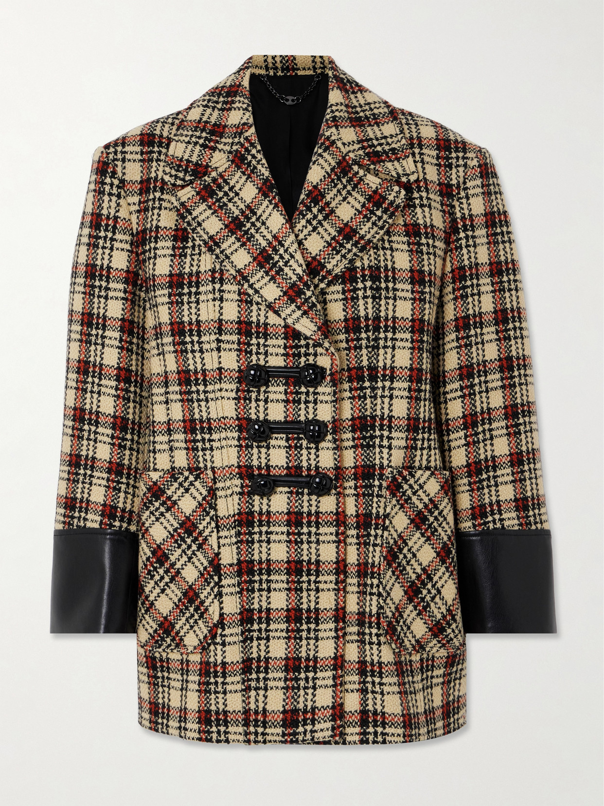 Rabanne Checked Wool And Cotton-blend Blazer In Brown