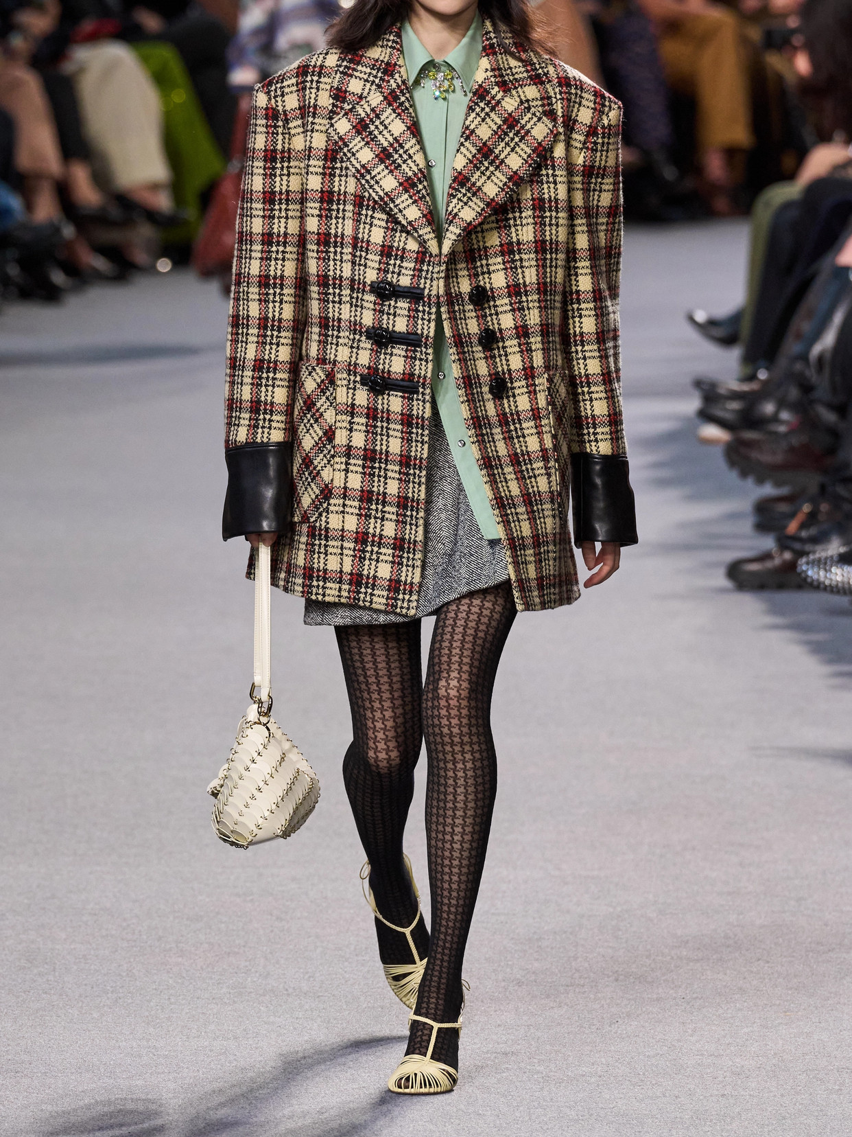 Rabanne Checked Wool And Cotton-blend Blazer In Brown